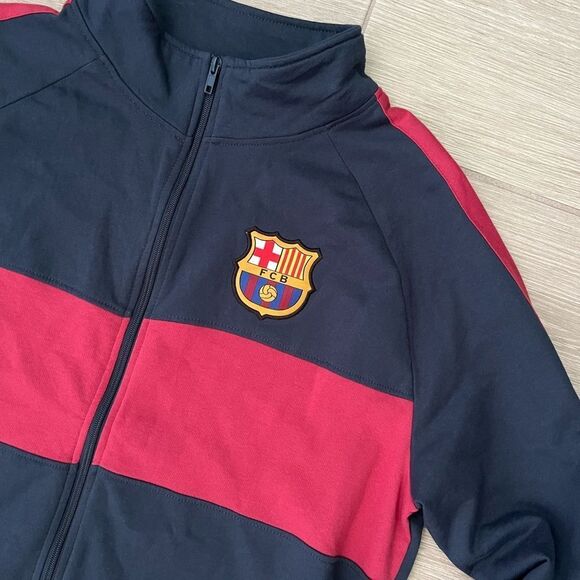 FC Barcelona FCB Men’s Full Zip Sweatshirt Navy Blue Red Size L - Picture 3 of 6